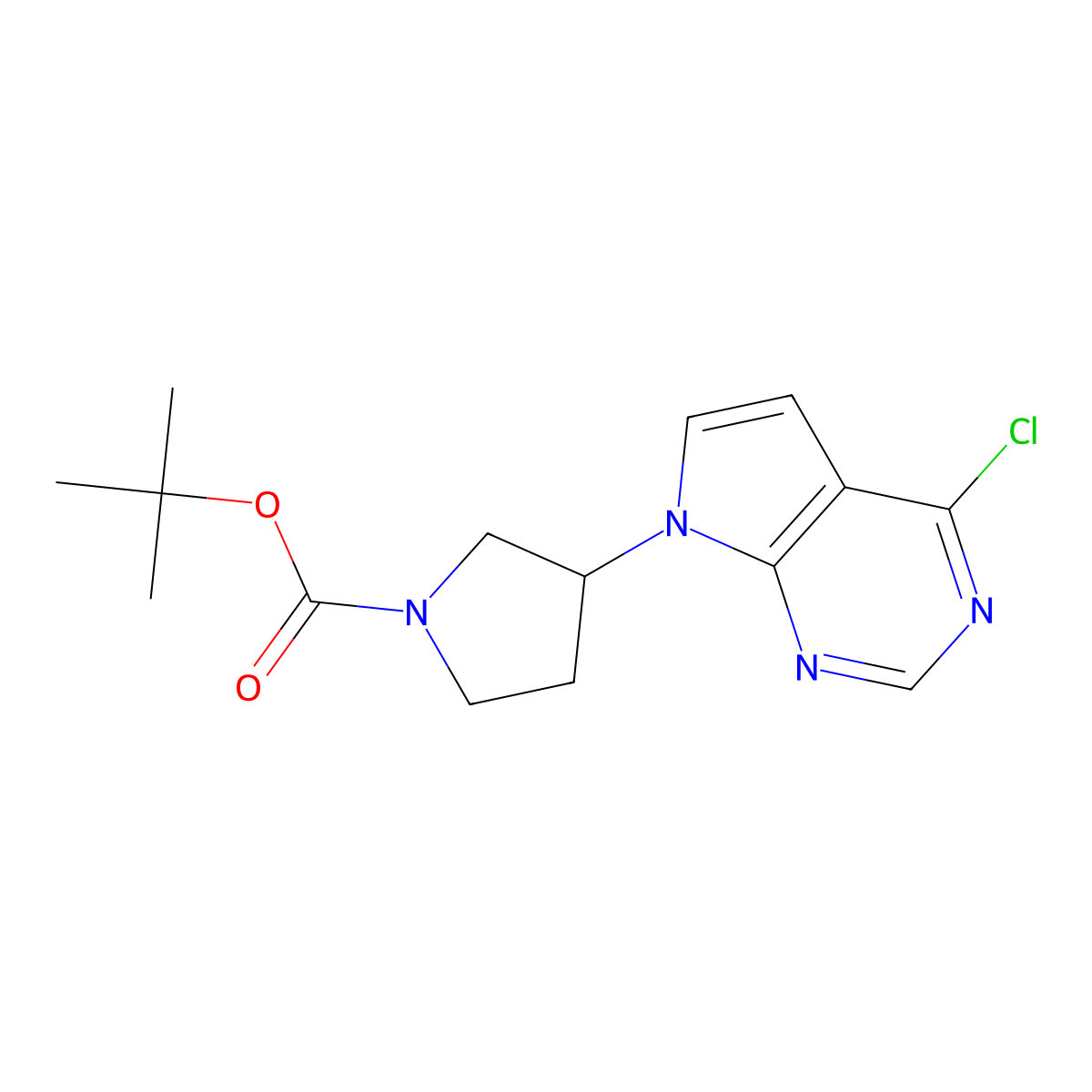 tert-butyl 3-(4-chloro-7H-pyrrolo[2,3-d]pyrimidin-7-yl)pyrrolidine-1-carboxylate molecular structure, CAS 1240301-66-9