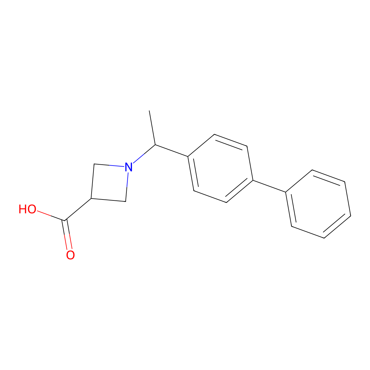 1-[1-(4-Phenylphenyl)ethyl]azetidine-3-carboxylic acid molecular structure, CAS 1240307-17-8
