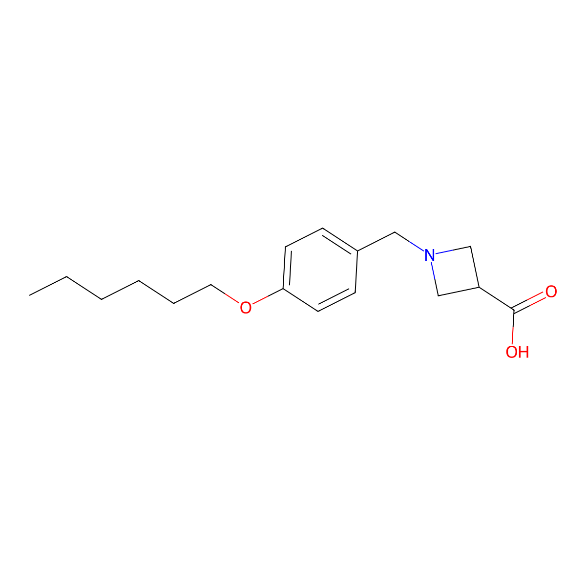 1-[(4-Hexoxyphenyl)methyl]azetidine-3-carboxylicacid molecular structure, CAS 1240308-23-9
