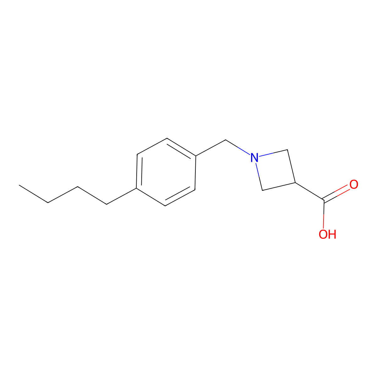 1-[(4-Butylphenyl)methyl]azetidine-3-carboxylic acid molecular structure, CAS 1240308-24-0