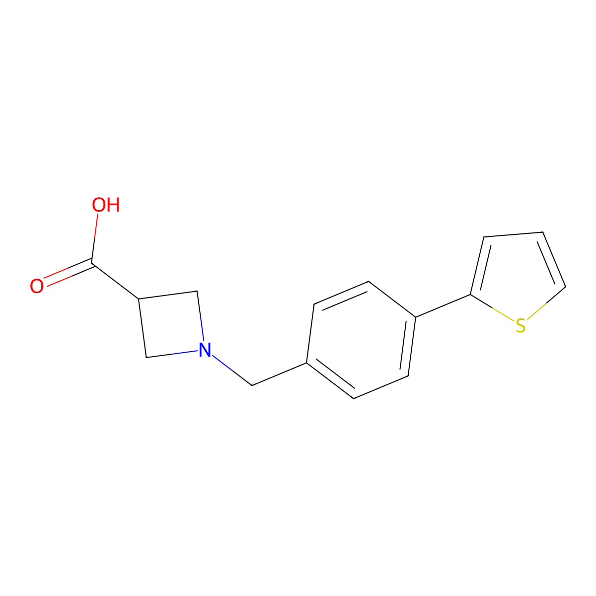 1-[(4-Thiophen-2-ylphenyl)methyl]azetidine-3-carboxylic acid molecular structure, CAS 1240308-27-3