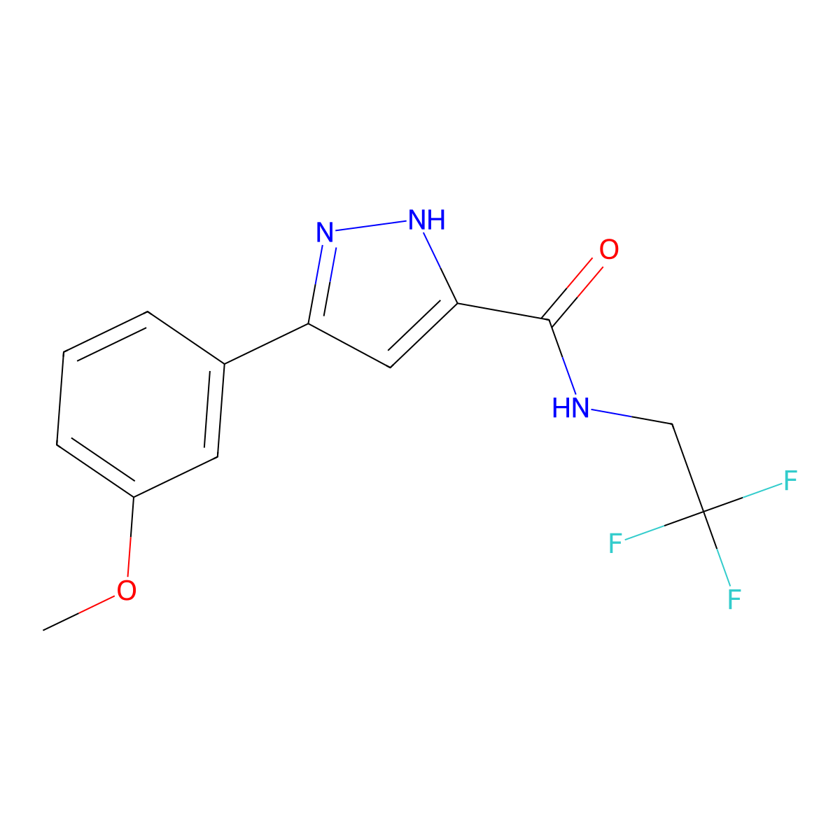 5-(3-methoxyphenyl)-N-(2,2,2-trifluoroethyl)-1H-pyrazole-3-carboxamide molecular structure, CAS 1240314-89-9