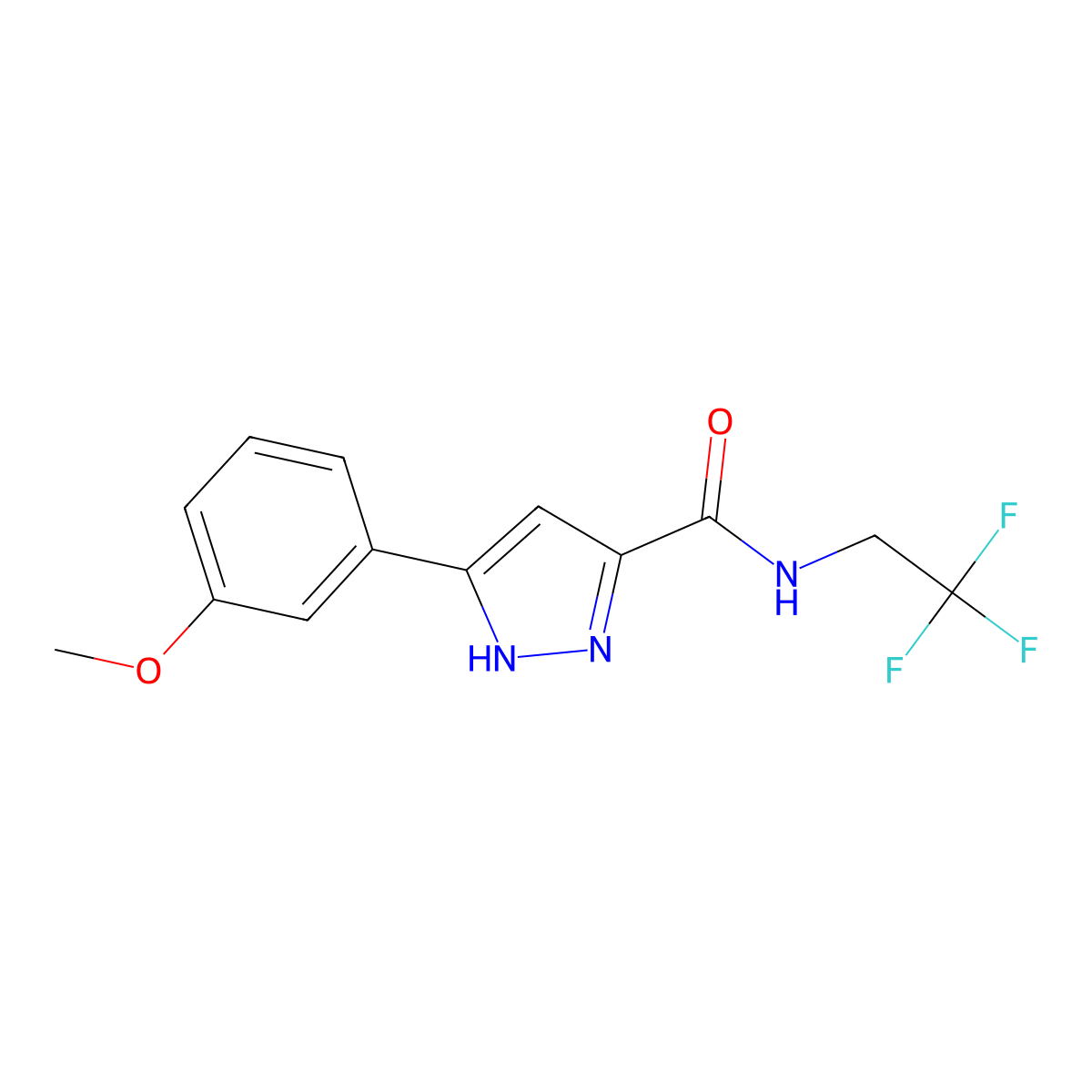 5-(3-methoxyphenyl)-N-(2,2,2-trifluoroethyl)-1H-pyrazole-3-carboxamide molecular structure, CAS 1240314-89-9