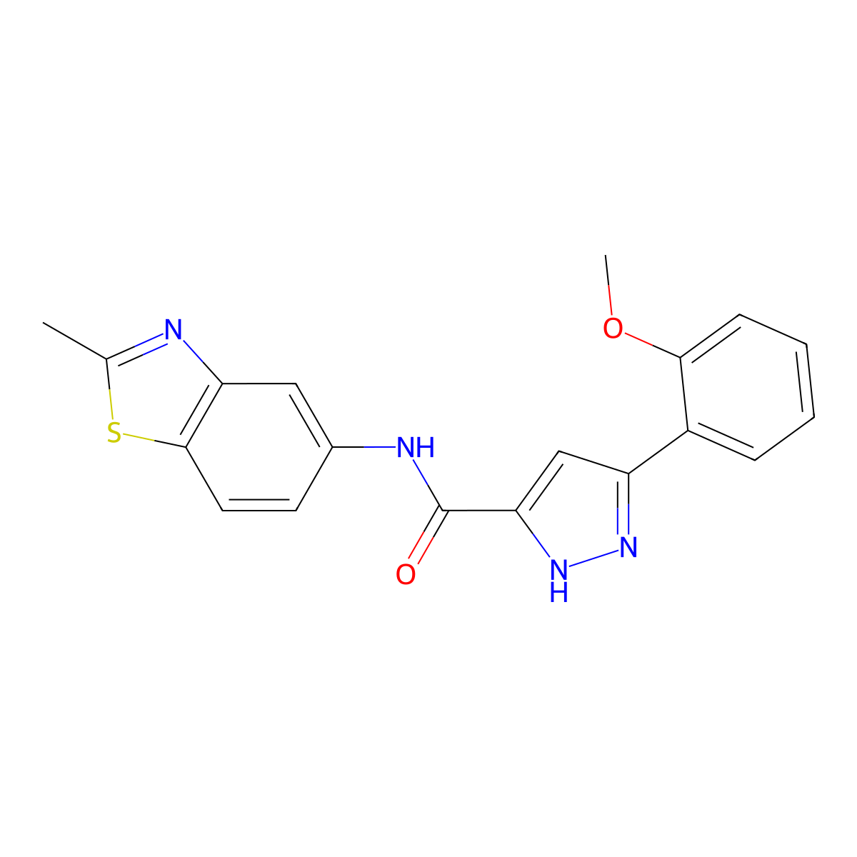 5-(2-methoxyphenyl)-N-(2-methylbenzo[d]thiazol-5-yl)-1H-pyrazole-3-carboxamide molecular structure, CAS 1240314-90-2