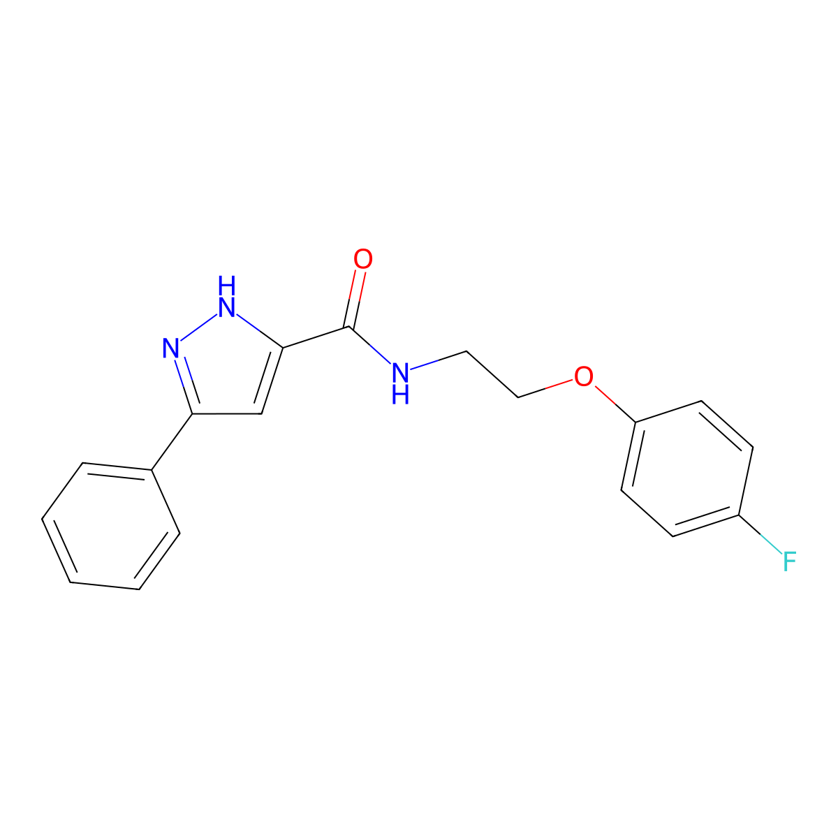 N-[2-(4-fluorophenoxy)ethyl]-5-phenyl-1H-pyrazole-3-carboxamide molecular structure, CAS 1240314-92-4