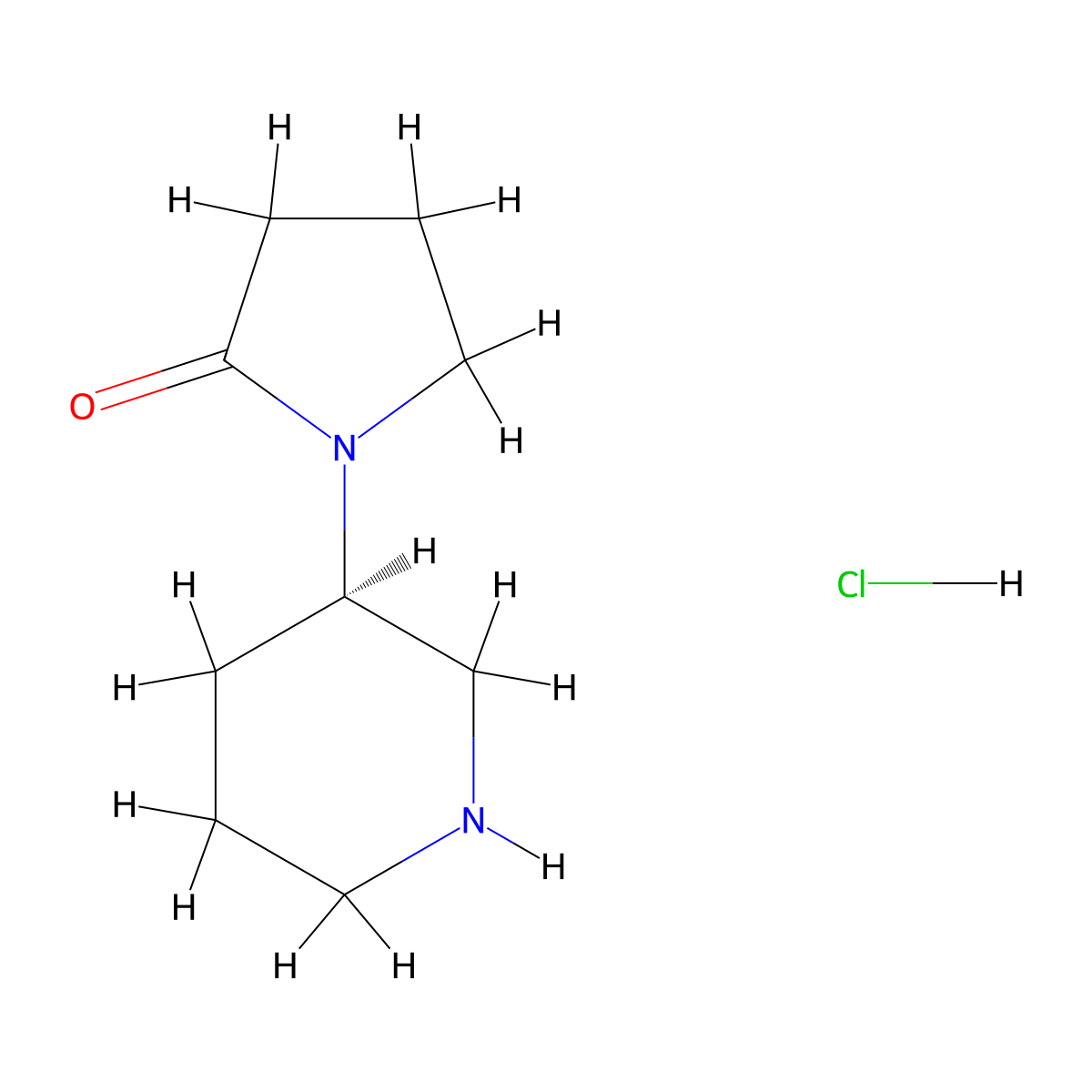 1-[(3R)-piperidin-3-yl]pyrrolidin-2-one hydrochloride molecular structure, CAS 1240315-26-7