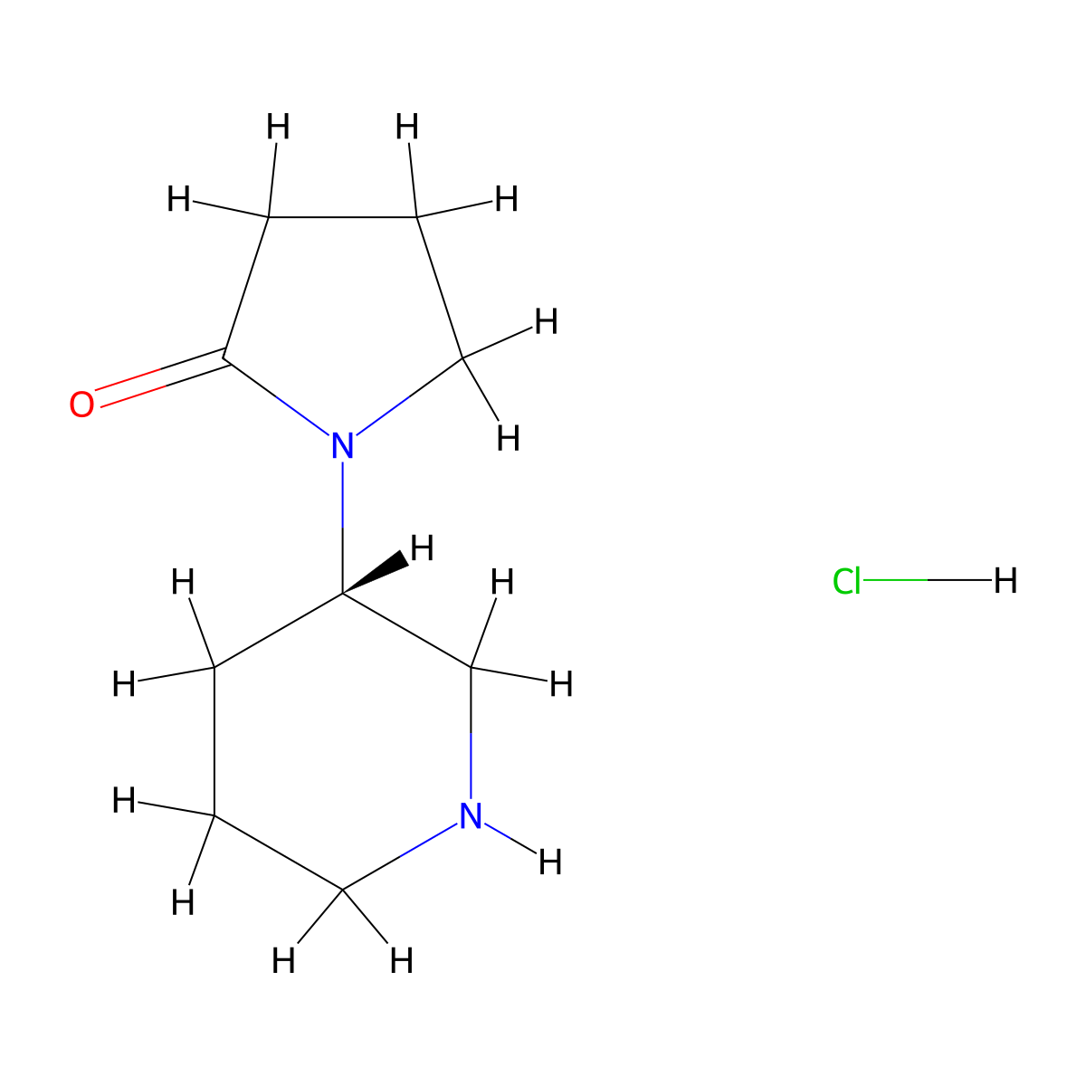 1-(3s)-3-Piperidinyl-2-pyrrolidinone hydrochloride molecular structure, CAS 1240315-28-9