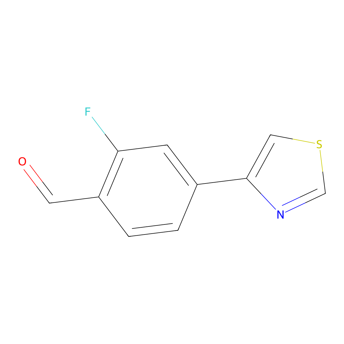 2-Fluoro-4-(1,3-thiazol-4-yl)benzaldehyde molecular structure, CAS 1240321-57-6