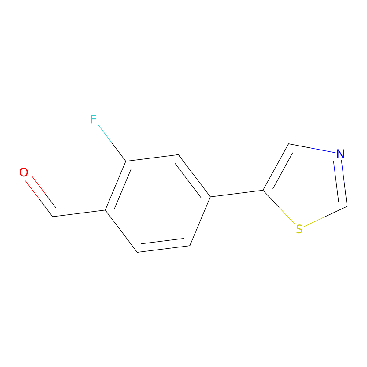2-Fluoro-4-(1,3-thiazol-5-yl)benzaldehyde molecular structure, CAS 1240321-58-7