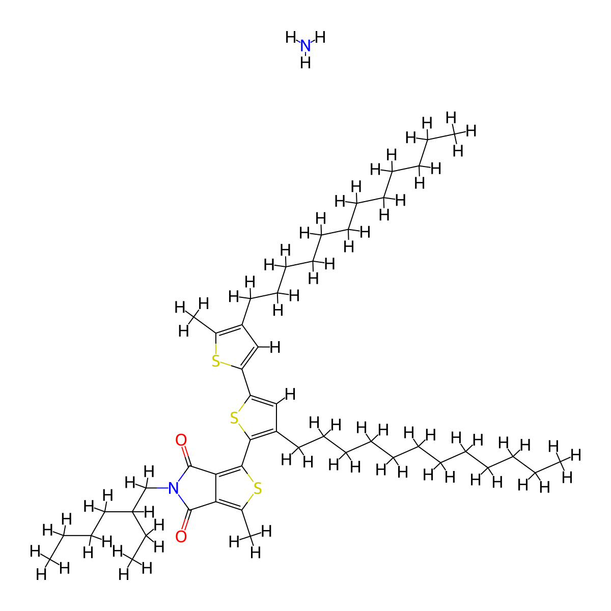 Azane;3-[3-dodecyl-5-(4-dodecyl-5-methylthiophen-2-yl)thiophen-2-yl]-5-(2-ethylhexyl)-1-methylthieno[3,4-c]pyrrole-4,6-dione molecular structure, CAS 1240372-42-2