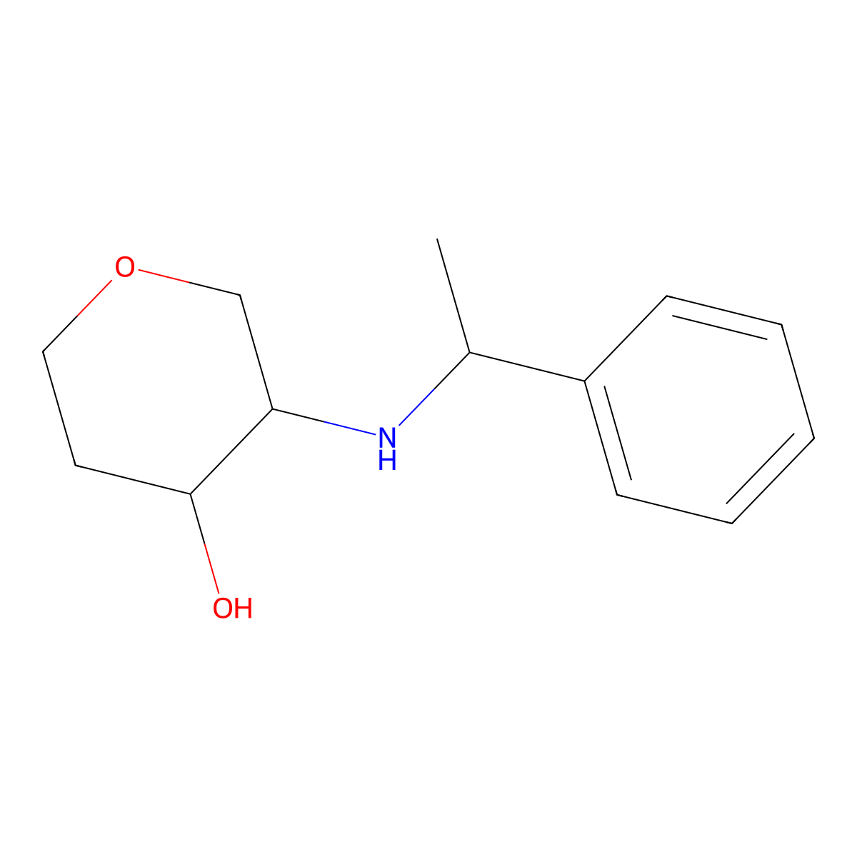 (3S,4S)-3-(((S)-1-Phenylethyl)amino)tetrahydro-2H-pyran-4-ol molecular structure, CAS 1240390-30-0