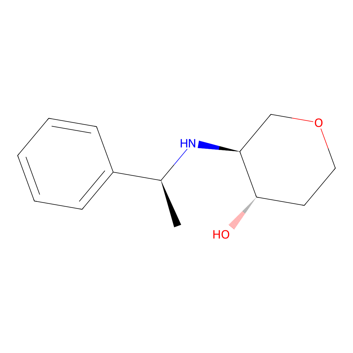 (3S,4S)-3-(((S)-1-Phenylethyl)amino)tetrahydro-2H-pyran-4-ol molecular structure, CAS 1240390-30-0