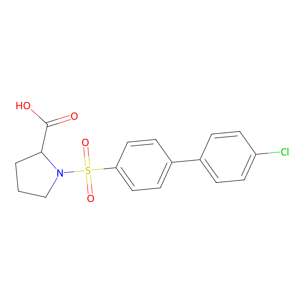 1-({4'-Chloro-[1,1'-biphenyl]-4-yl}sulfonyl)pyrrolidine-2-carboxylic acid molecular structure, CAS 1240398-11-1