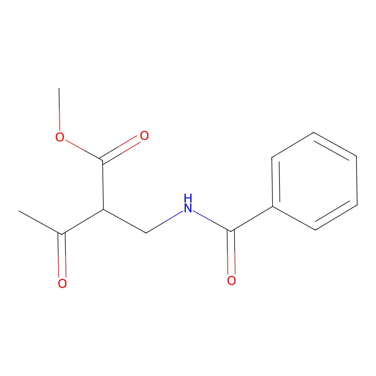Methyl 2-((benzoylamino)methyl)-3-oxobutanoate molecular structure, CAS 124044-11-7