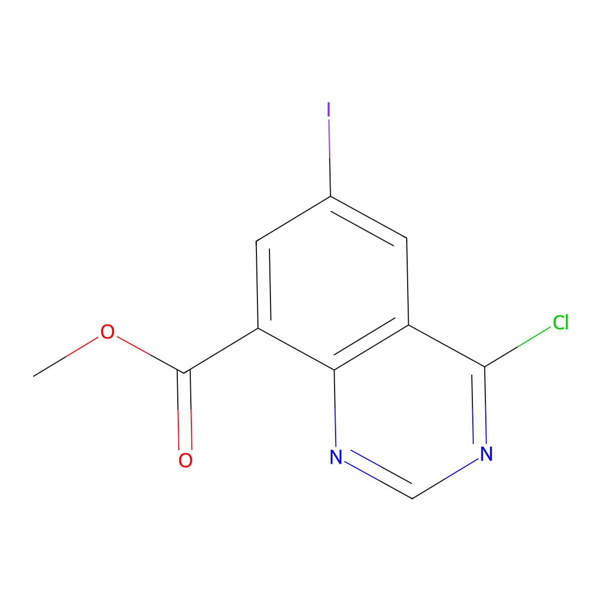 Methyl 4-chloro-6-iodoquinazoline-8-carboxylate molecular structure, CAS 1240480-10-7