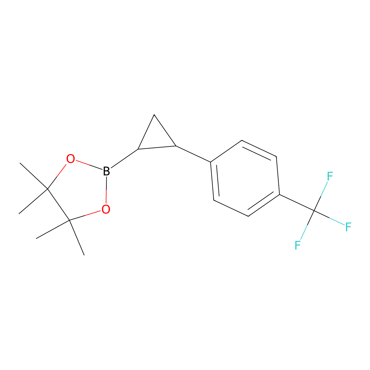 4,4,5,5-Tetramethyl-2-[2-[4-(trifluoromethyl)phenyl]cyclopropyl]-1,3,2-dioxaborolane molecular structure, CAS 1240492-30-1