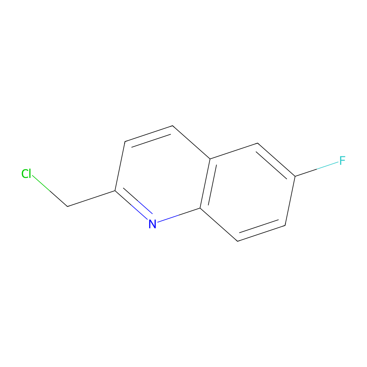2-(Chloromethyl)-6-fluoroquinoline molecular structure, CAS 124050-15-3