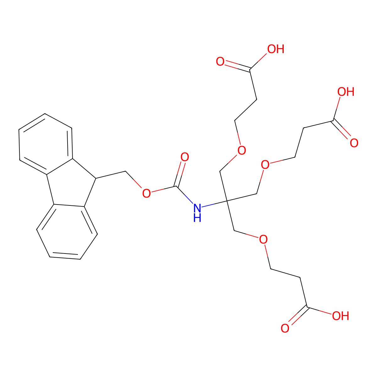 Fmoc-Amido-Tri-(carboxyethoxymethyl)-methane molecular structure, CAS 1240500-35-9