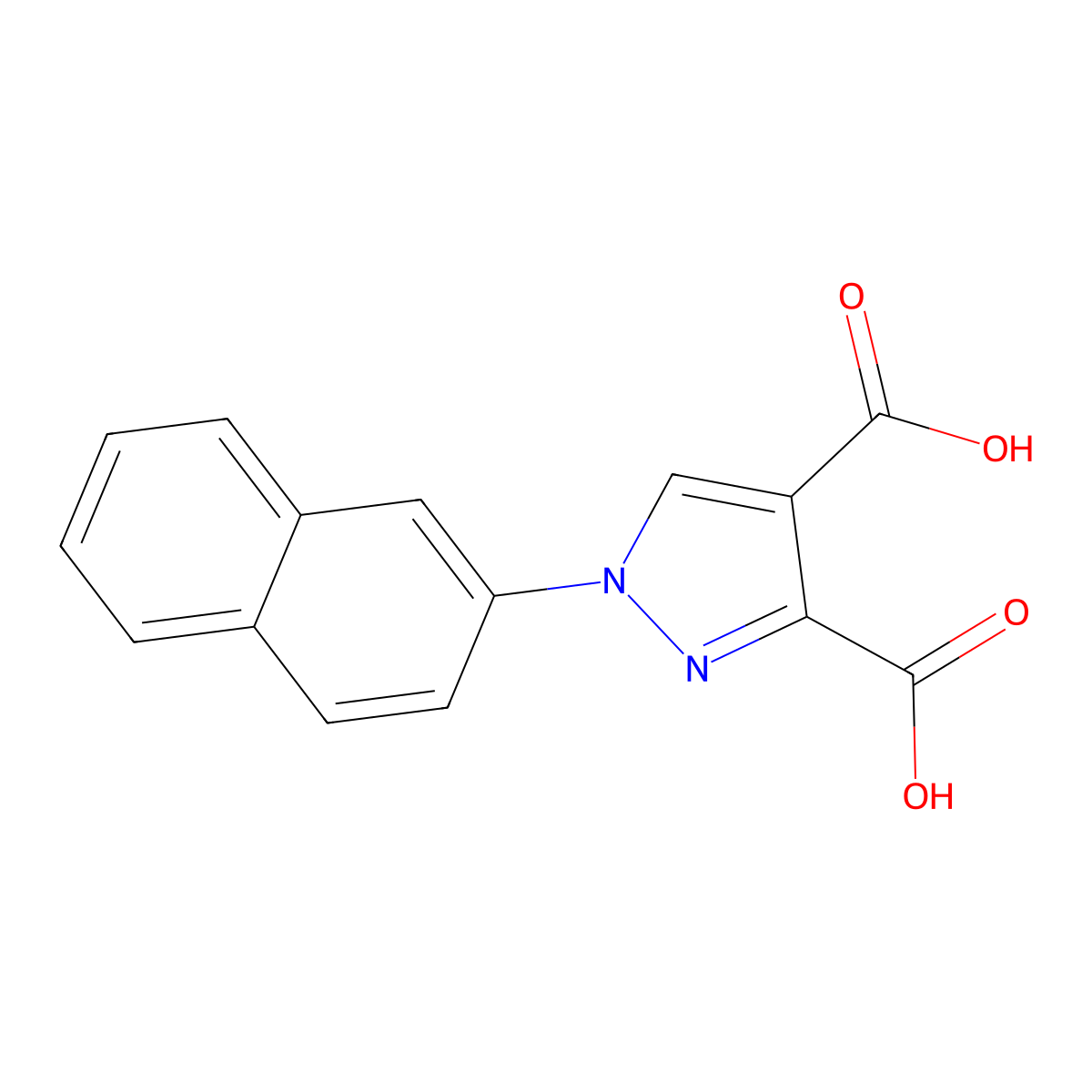 1-(naphthalen-2-yl)-1H-pyrazole-3,4-dicarboxylic acid molecular structure, CAS 1240503-64-3