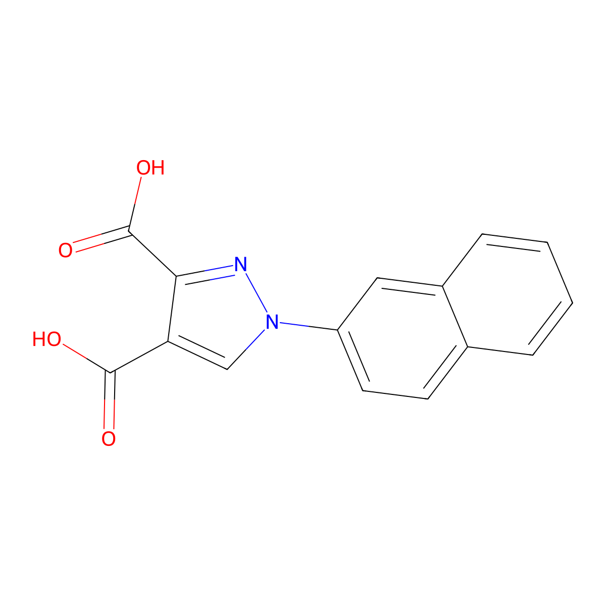 1-(naphthalen-2-yl)-1H-pyrazole-3,4-dicarboxylic acid molecular structure, CAS 1240503-64-3