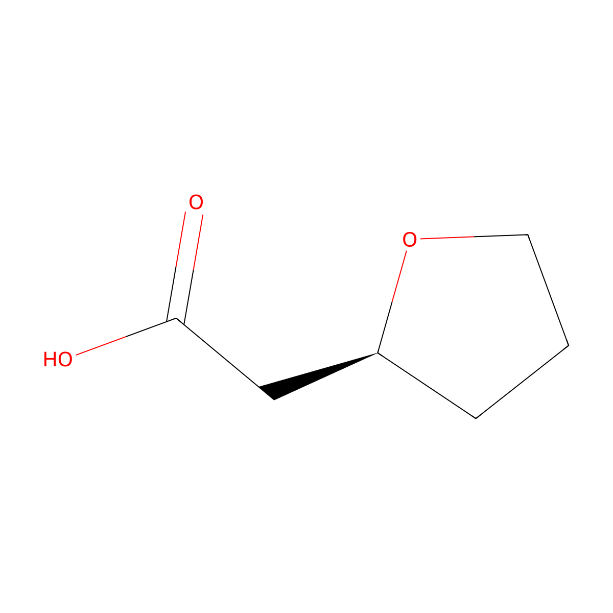 2-((2S)-oxolan-2-yl)acetic acid molecular structure, CAS 1240504-10-2