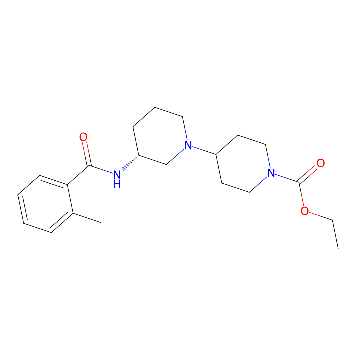 (R)-ethyl 3-(2-methylbenzamido)-1,4'-bipiperidine-1'-carboxylate molecular structure, CAS 1240514-87-7