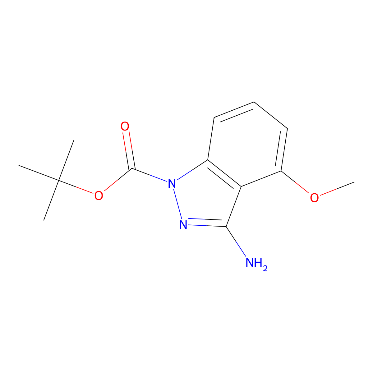Tert-butyl 3-amino-4-methoxy-1H-indazole-1-carboxylate molecular structure, CAS 1240518-05-1