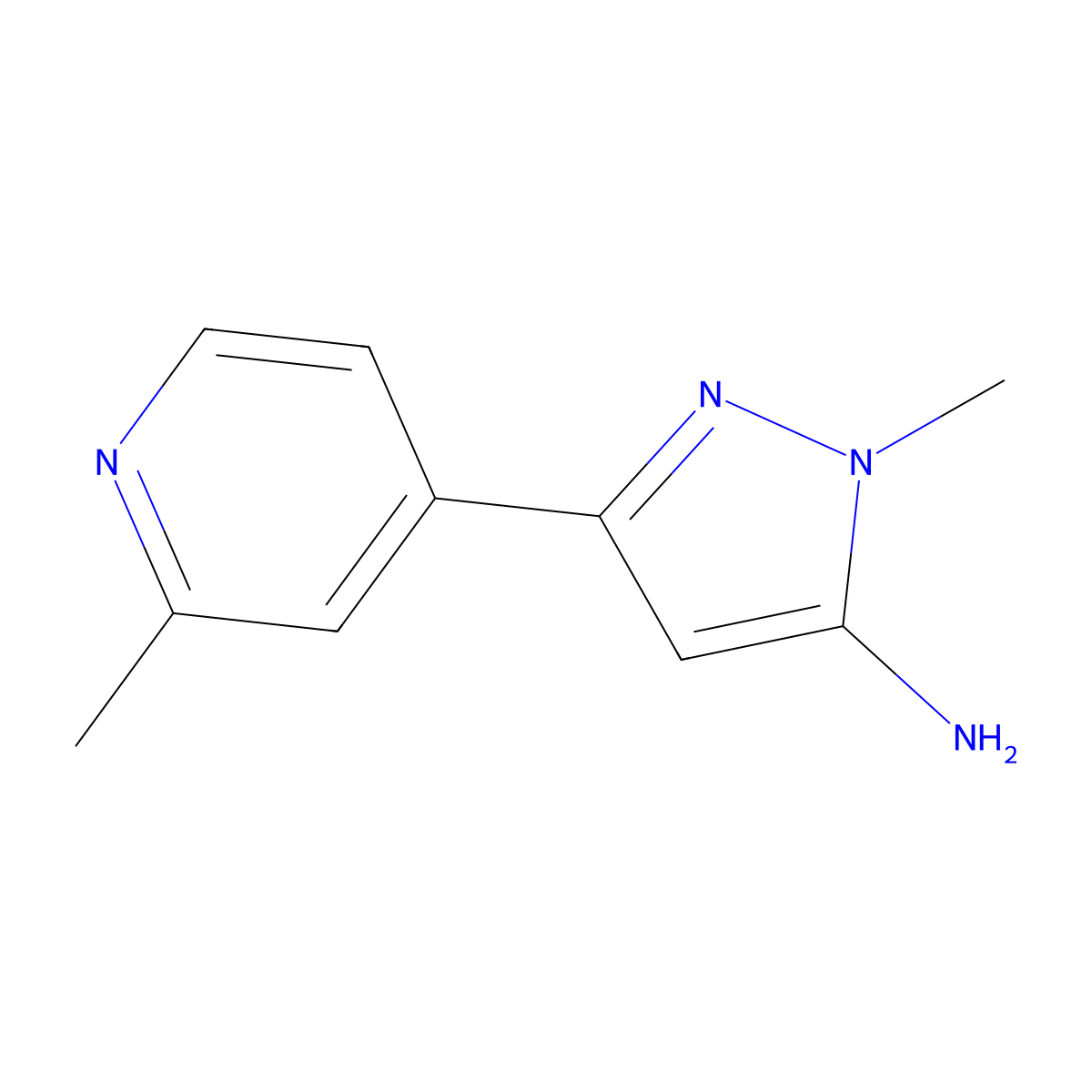1-methyl-3-(2-methylpyridin-4-yl)-1H-pyrazol-5-amine molecular structure, CAS 1240521-96-3