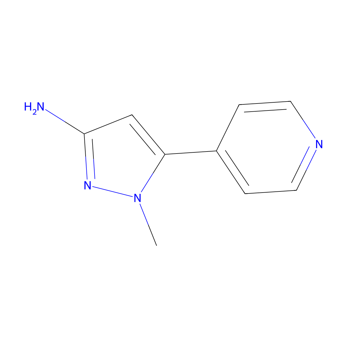 1-Methyl-5-pyridin-4-ylpyrazol-3-amine molecular structure, CAS 1240522-04-6