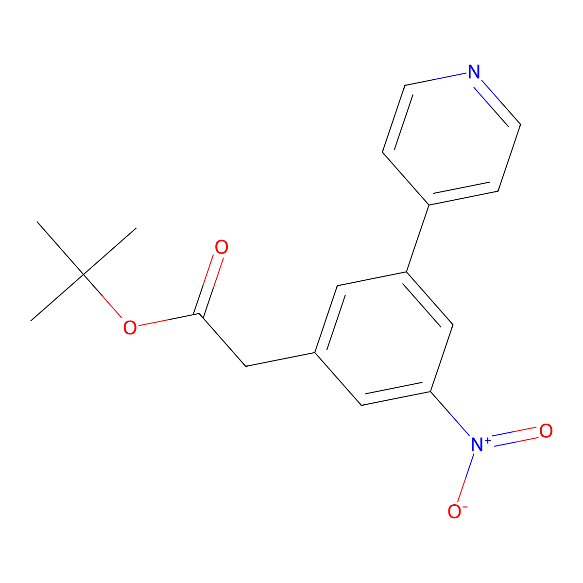 Tert-butyl 2-(3-nitro-5-(pyridin-4-yl)phenyl)acetate molecular structure, CAS 1240523-89-0