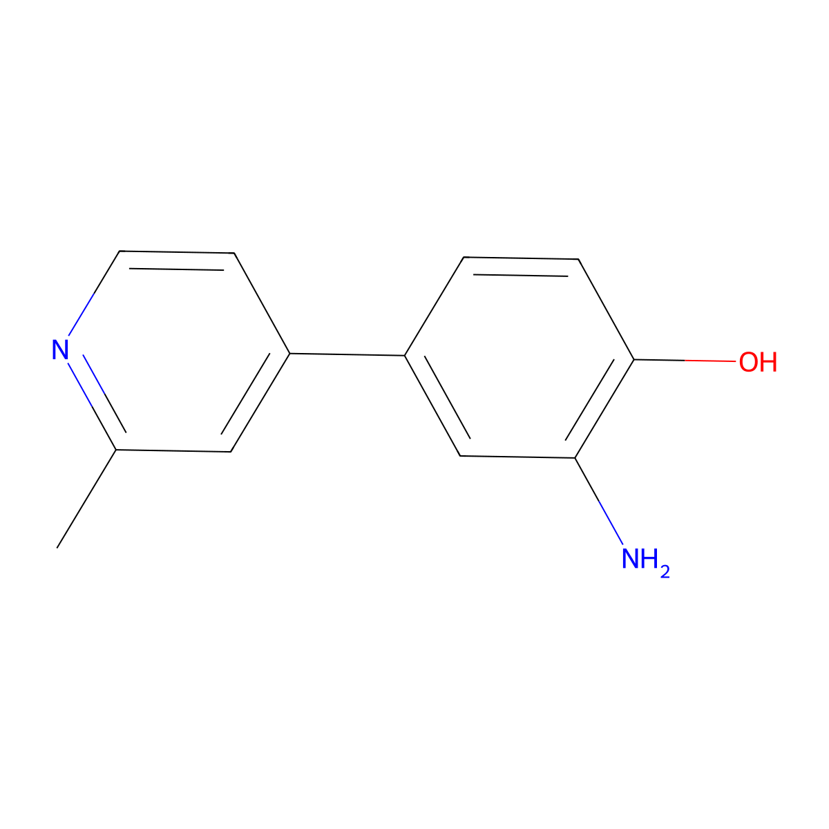 2-Amino-4-(2-methylpyridin-4-yl)phenol molecular structure, CAS 1240524-45-1
