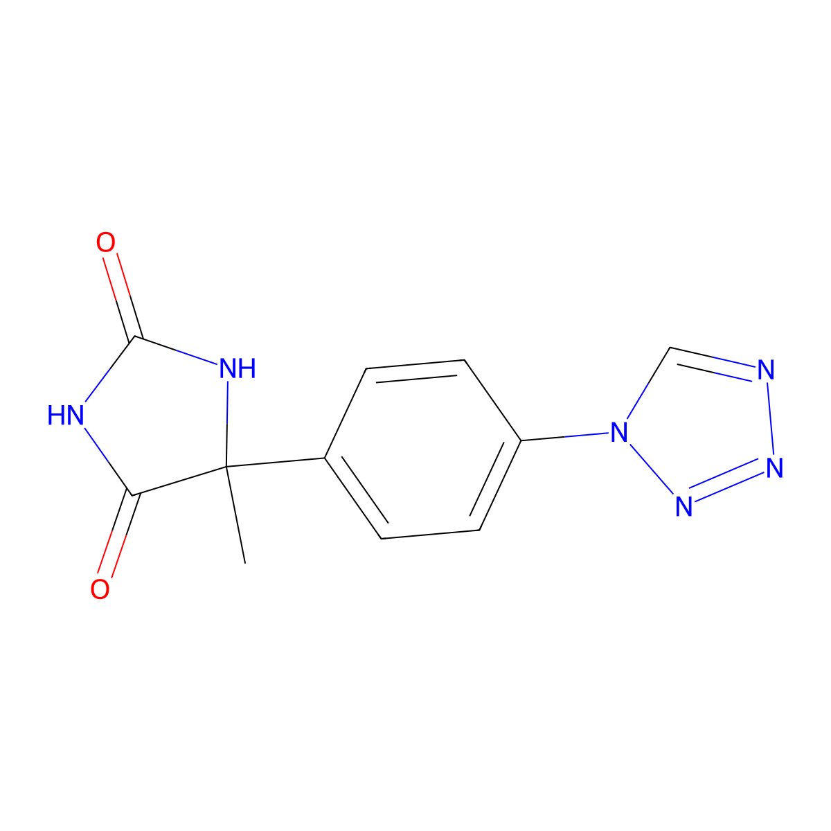 5-methyl-5-[4-(1H-1,2,3,4-tetrazol-1-yl)phenyl]imidazolidine-2,4-dione molecular structure, CAS 1240526-07-1