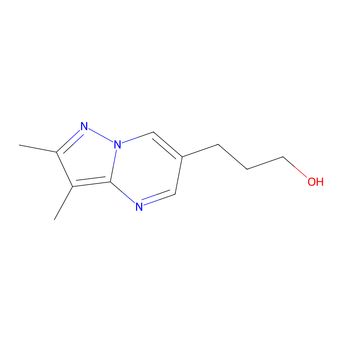 3-(2,3-Dimethylpyrazolo[1,5-a]pyrimidin-6-yl)propan-1-ol molecular structure, CAS 1240526-10-6