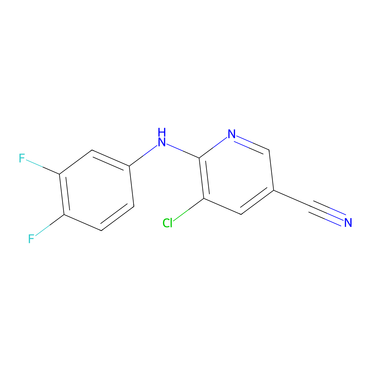 5-Chloro-6-[(3,4-difluorophenyl)amino]pyridine-3-carbonitrile molecular structure, CAS 1240526-18-4