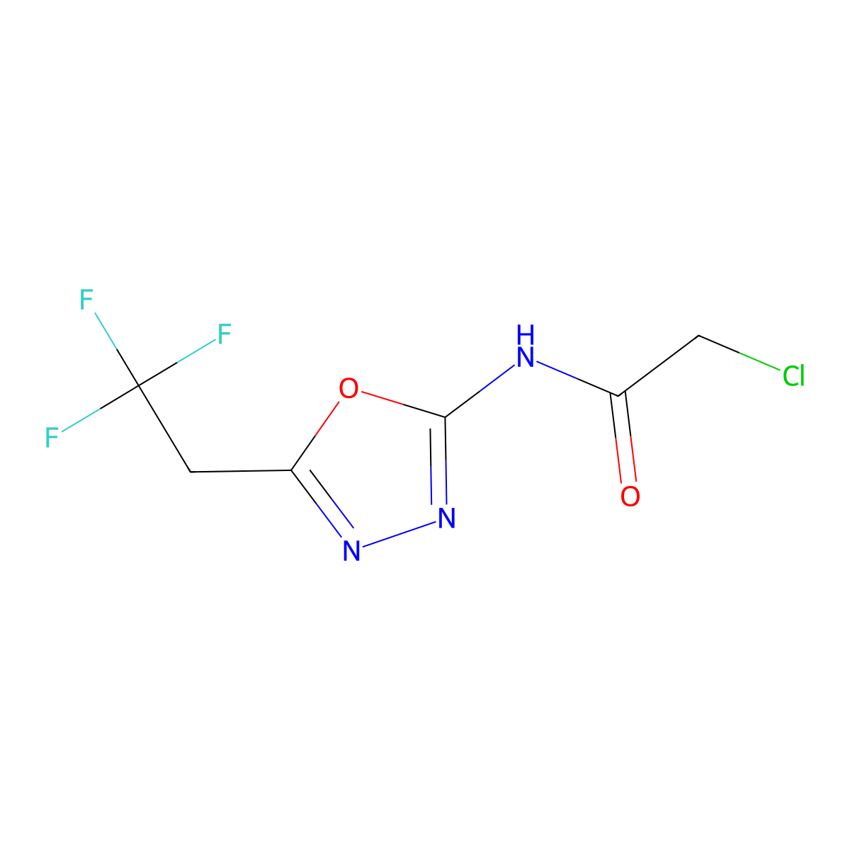 2-chloro-N-[5-(2,2,2-trifluoroethyl)-1,3,4-oxadiazol-2-yl]acetamide molecular structure, CAS 1240526-19-5