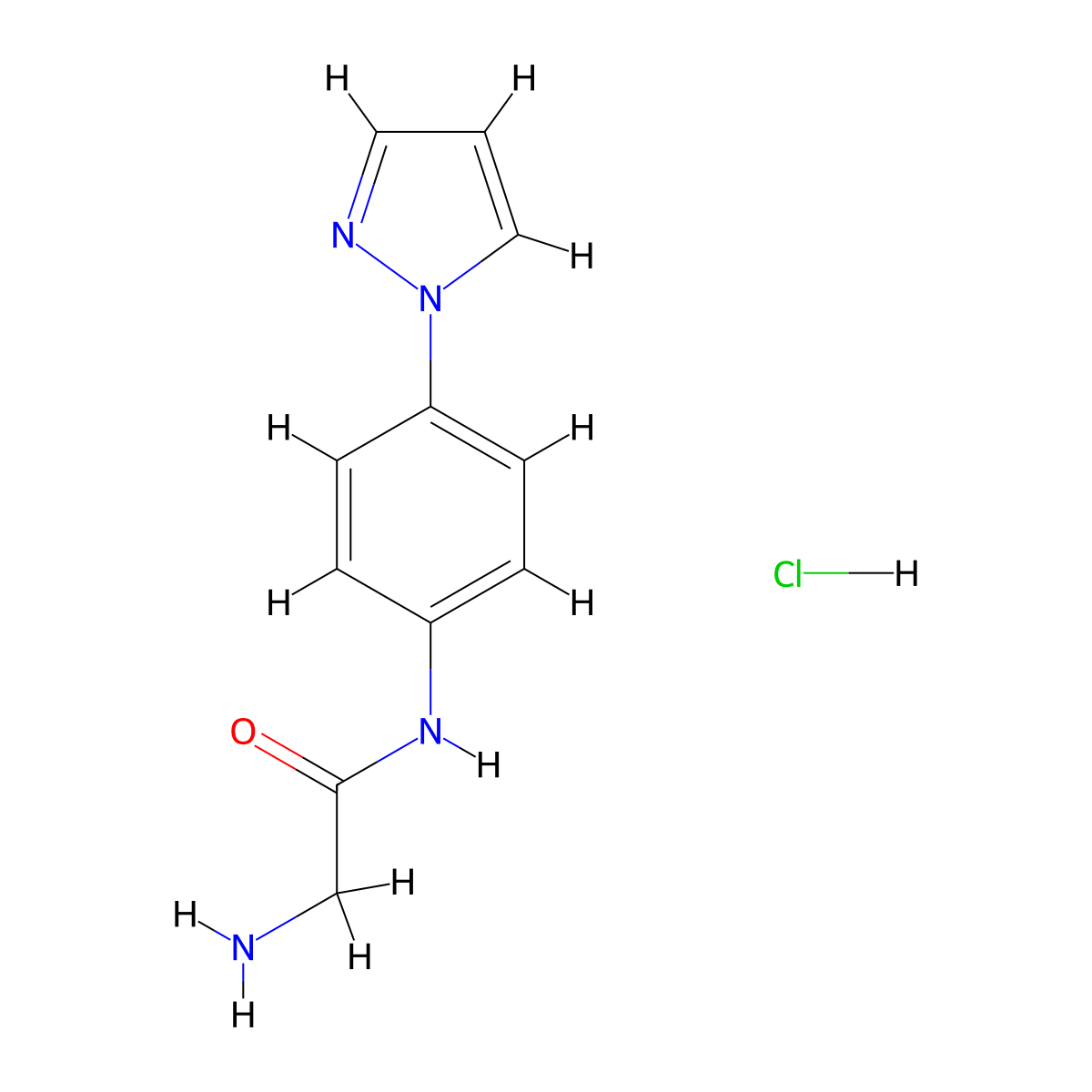 2-amino-N-[4-(1H-pyrazol-1-yl)phenyl]acetamide hydrochloride molecular structure, CAS 1240526-20-8