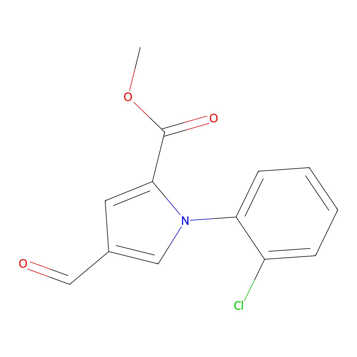 methyl 1-(2-chlorophenyl)-4-formyl-1H-pyrrole-2-carboxylate molecular structure, CAS 1240526-21-9