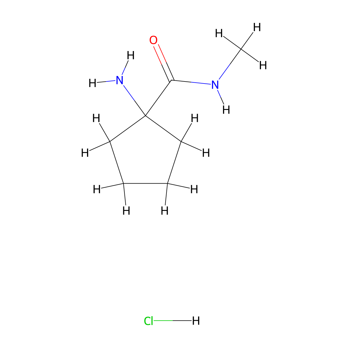 1-amino-N-methylcyclopentane-1-carboxamide hydrochloride molecular structure, CAS 1240526-30-0