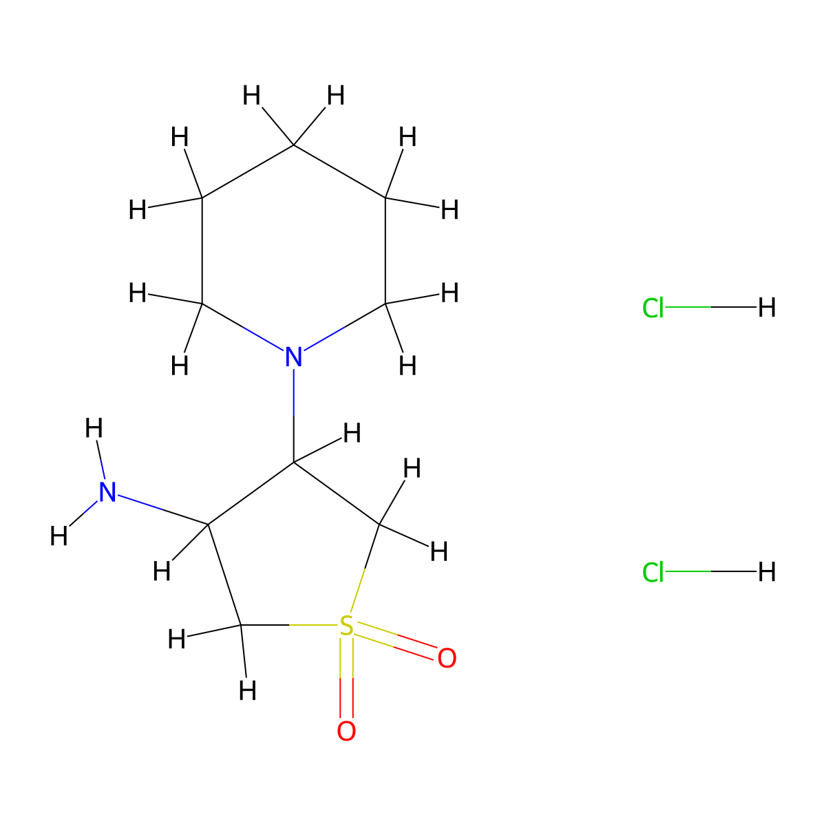 3-Amino-4-(piperidin-1-yl)-1lambda6-thiolane-1,1-dione dihydrochloride molecular structure, CAS 1240526-33-3