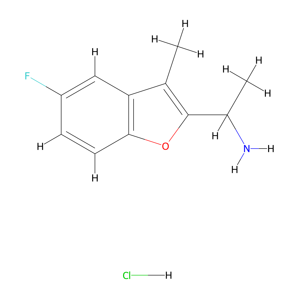 1-(5-Fluoro-3-methyl-1-benzofuran-2-yl)ethan-1-amine hydrochloride molecular structure, CAS 1240526-38-8