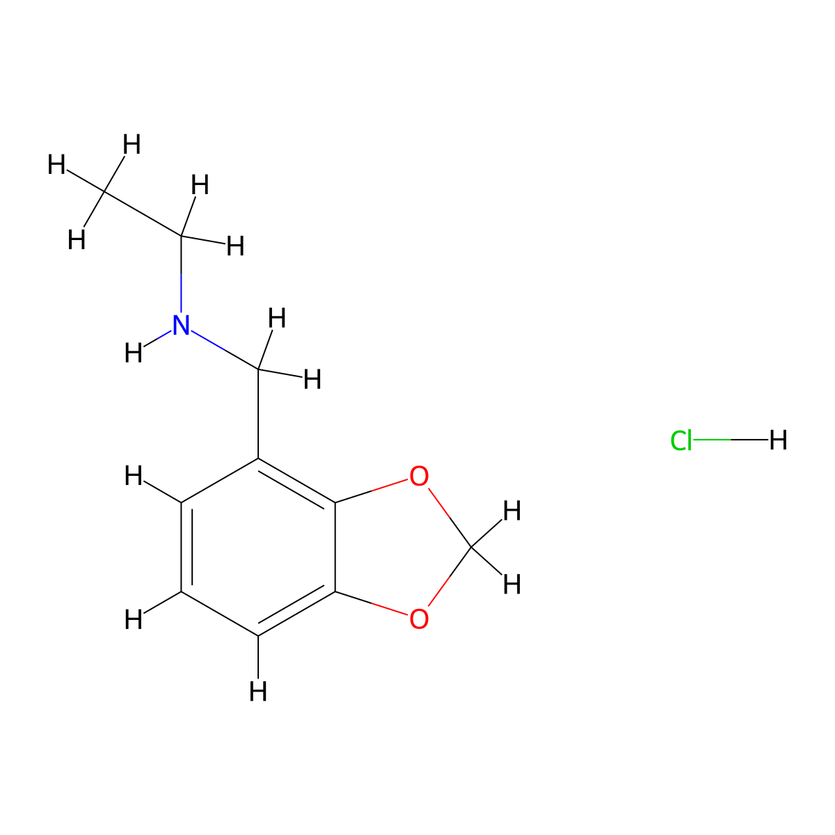 (2H-1,3-benzodioxol-4-ylmethyl)(ethyl)amine hydrochloride molecular structure, CAS 1240526-40-2