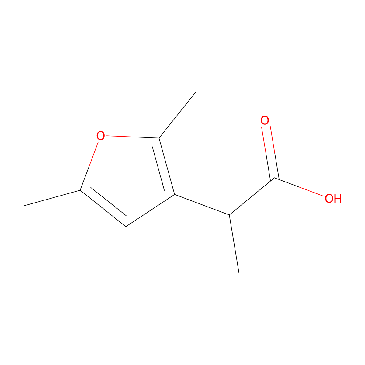 2-(2,5-Dimethylfuran-3-yl)propanoic acid molecular structure, CAS 1240526-46-8