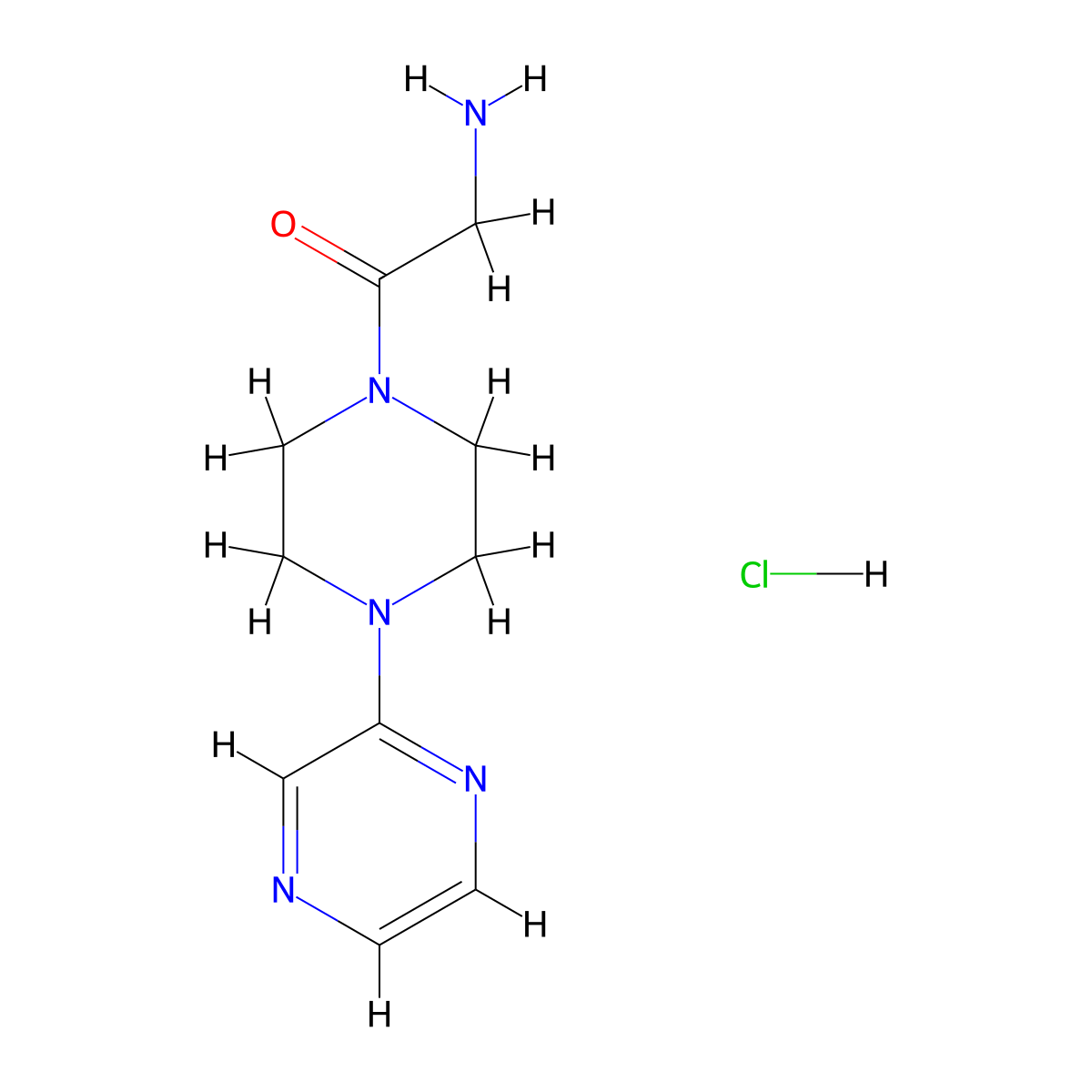 2-Amino-1-[4-(pyrazin-2-yl)piperazin-1-yl]ethan-1-one hydrochloride molecular structure, CAS 1240526-49-1