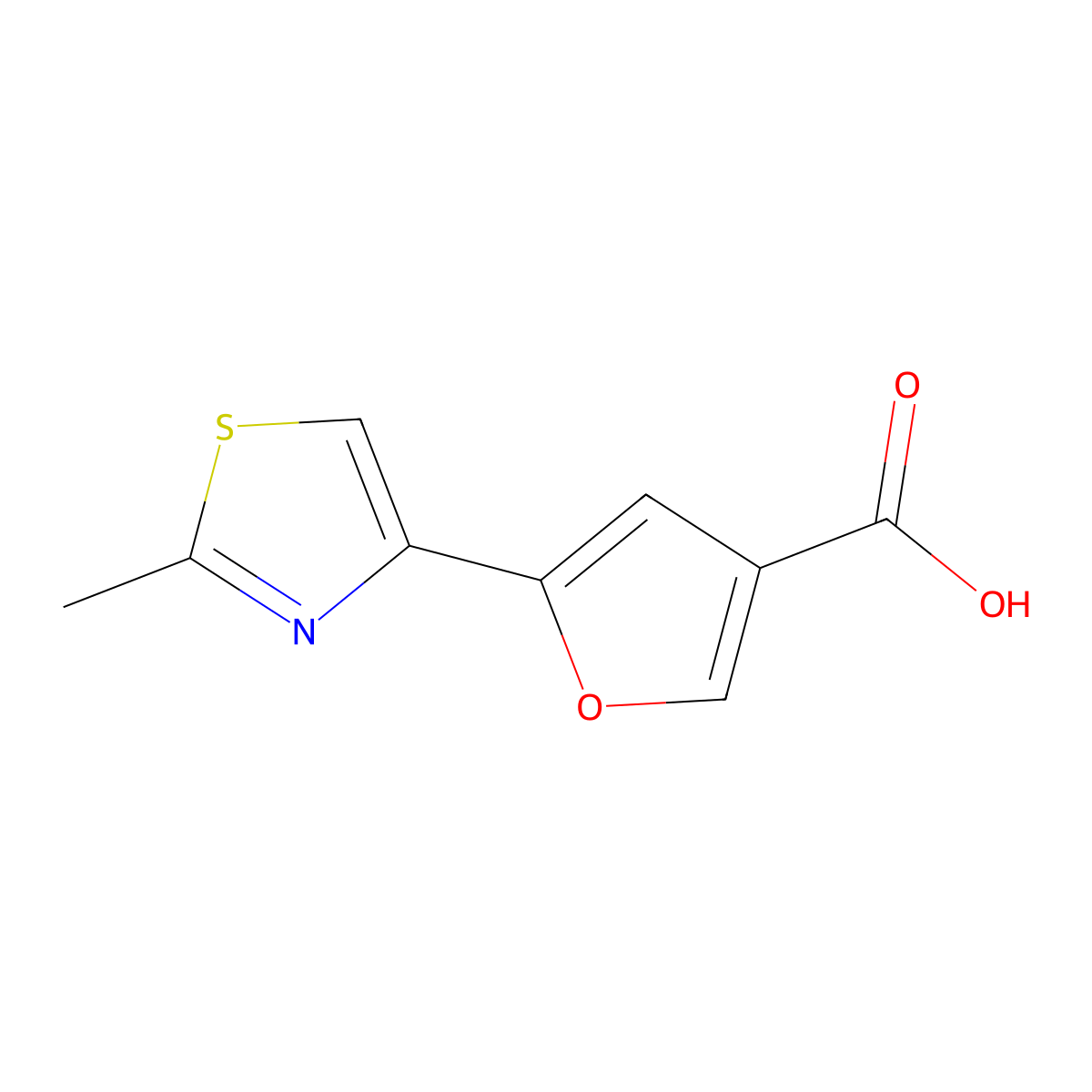 5-(2-Methyl-1,3-thiazol-4-yl)furan-3-carboxylic acid molecular structure, CAS 1240526-58-2