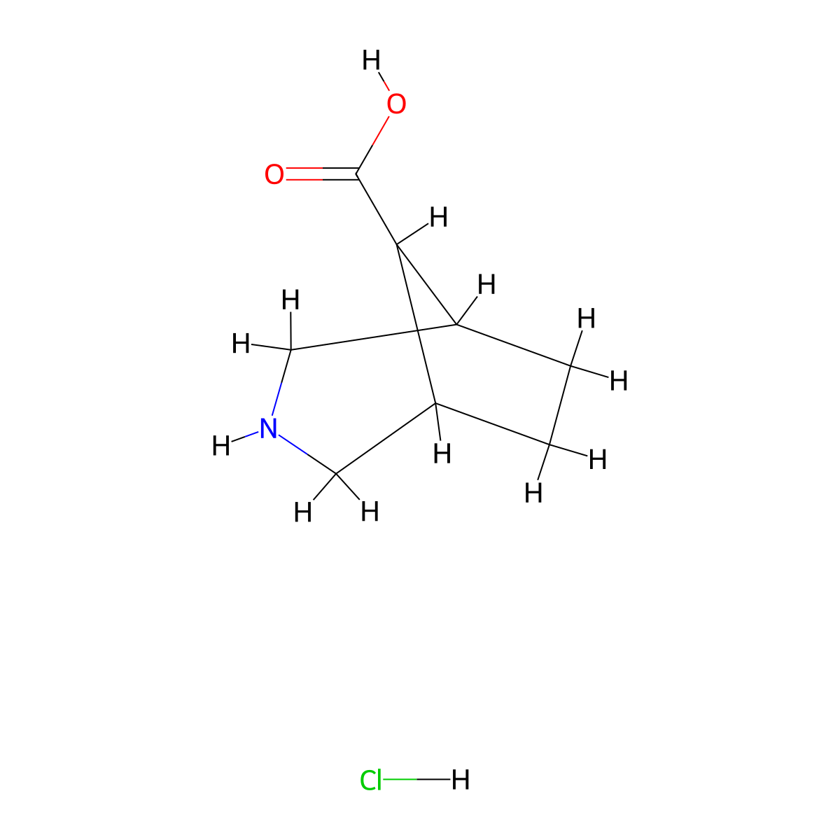 3-Azabicyclo(3.2.1)octane-8-carboxylic acid hydrochloride molecular structure, CAS 1240526-59-3