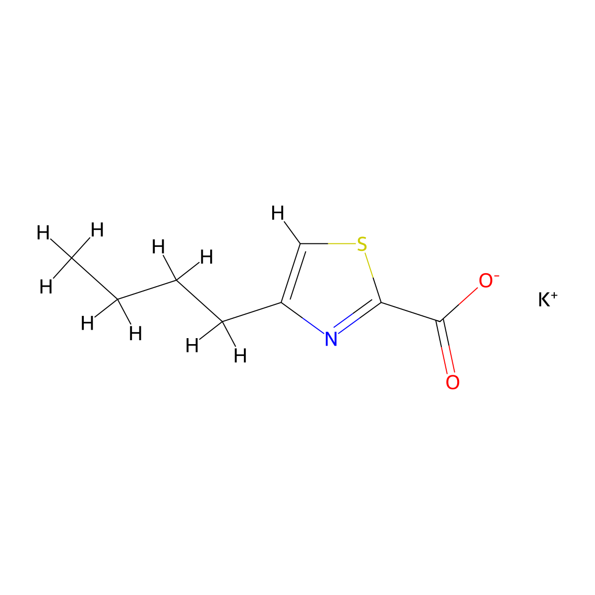 Potassium 4-butyl-1,3-thiazole-2-carboxylate molecular structure, CAS 1240526-62-8