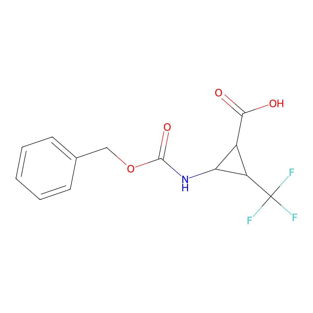 2-{[(Benzyloxy)carbonyl]amino}-3-(trifluoromethyl)cyclopropane-1-carboxylic acid molecular structure, CAS 1240526-66-2