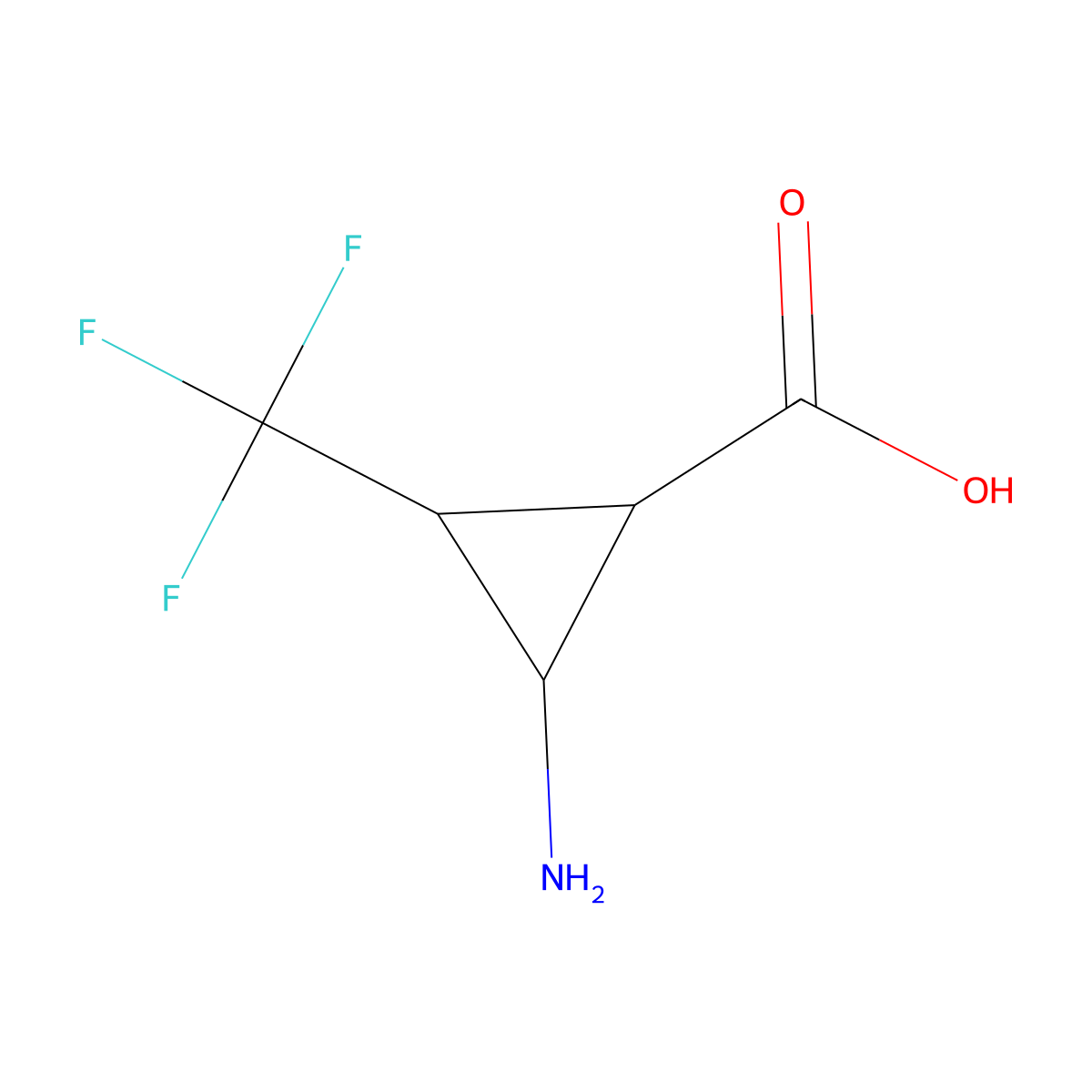 2-Amino-3-(trifluoromethyl)cyclopropane-1-carboxylic acid molecular structure, CAS 1240526-67-3