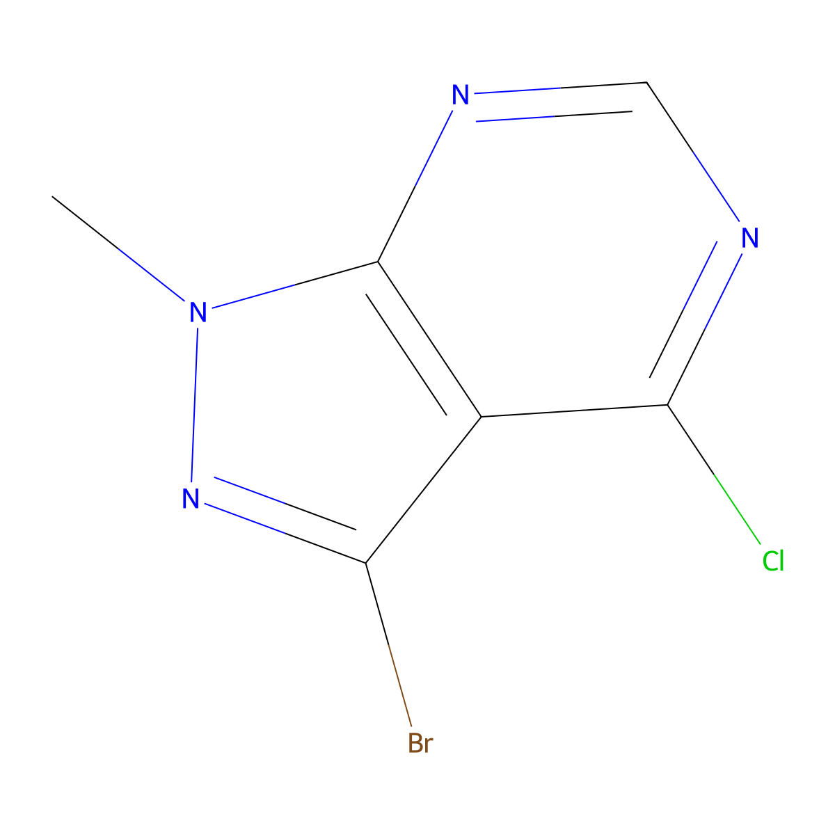 3-Bromo-4-chloro-1-methyl-1H-pyrazolo(3,4-d)pyrimidine molecular structure, CAS 1240526-73-1