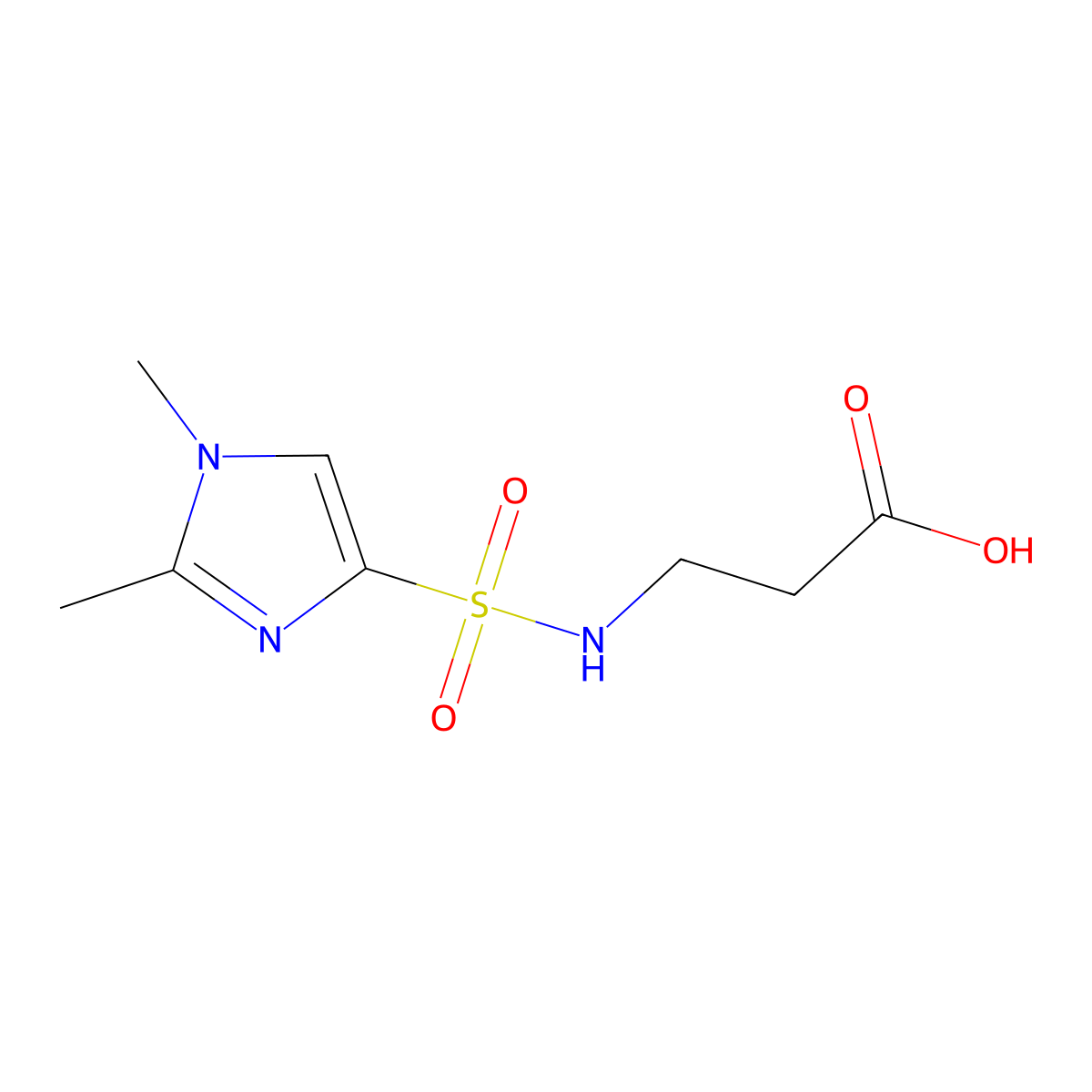 3-(1,2-dimethyl-1H-imidazole-4-sulfonamido)propanoic acid molecular structure, CAS 1240526-74-2